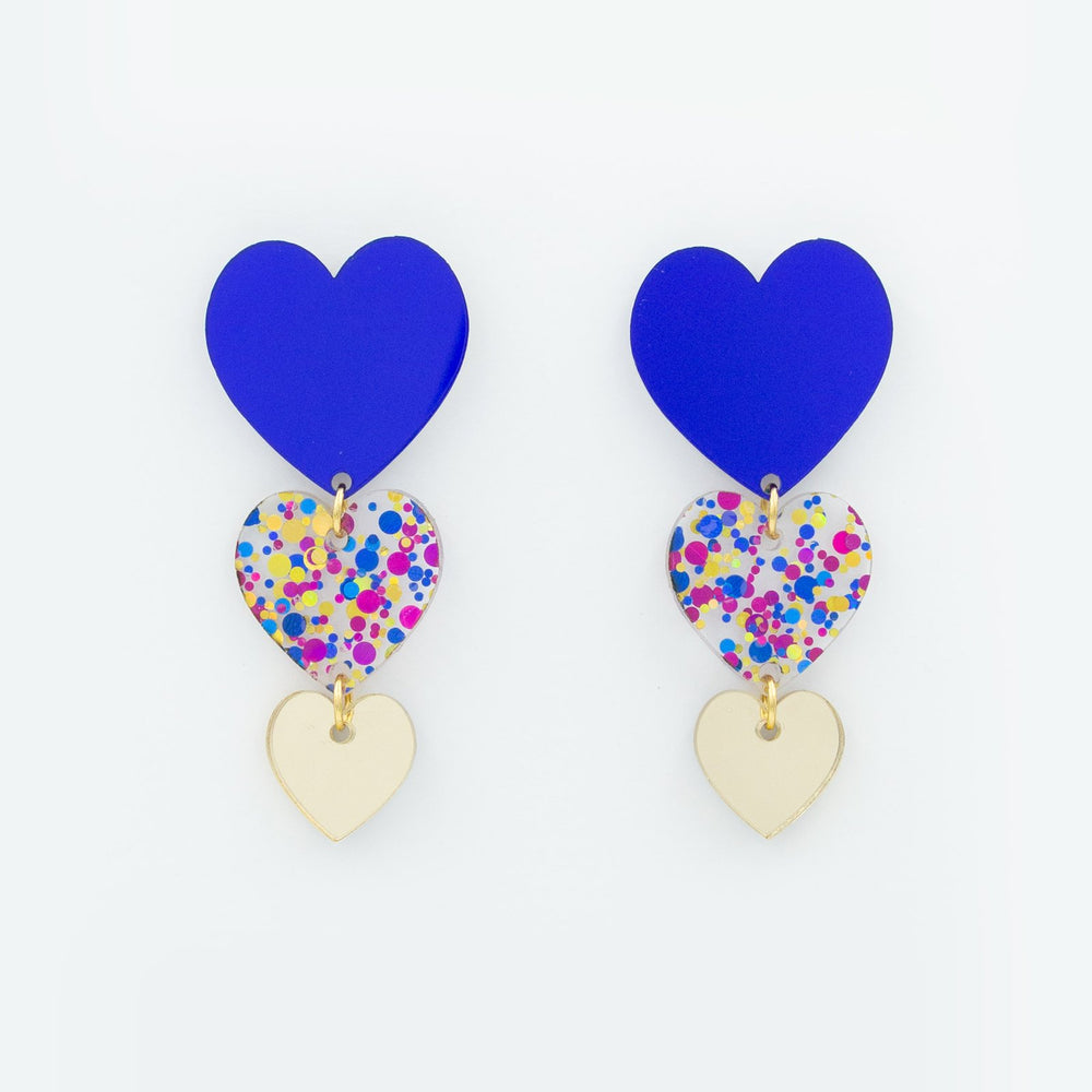 Trio corazones azul