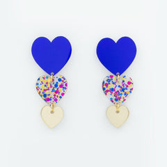 Trio corazones azul