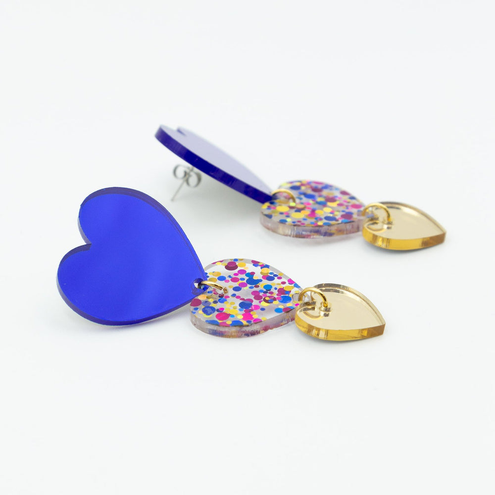 Trio corazones azul