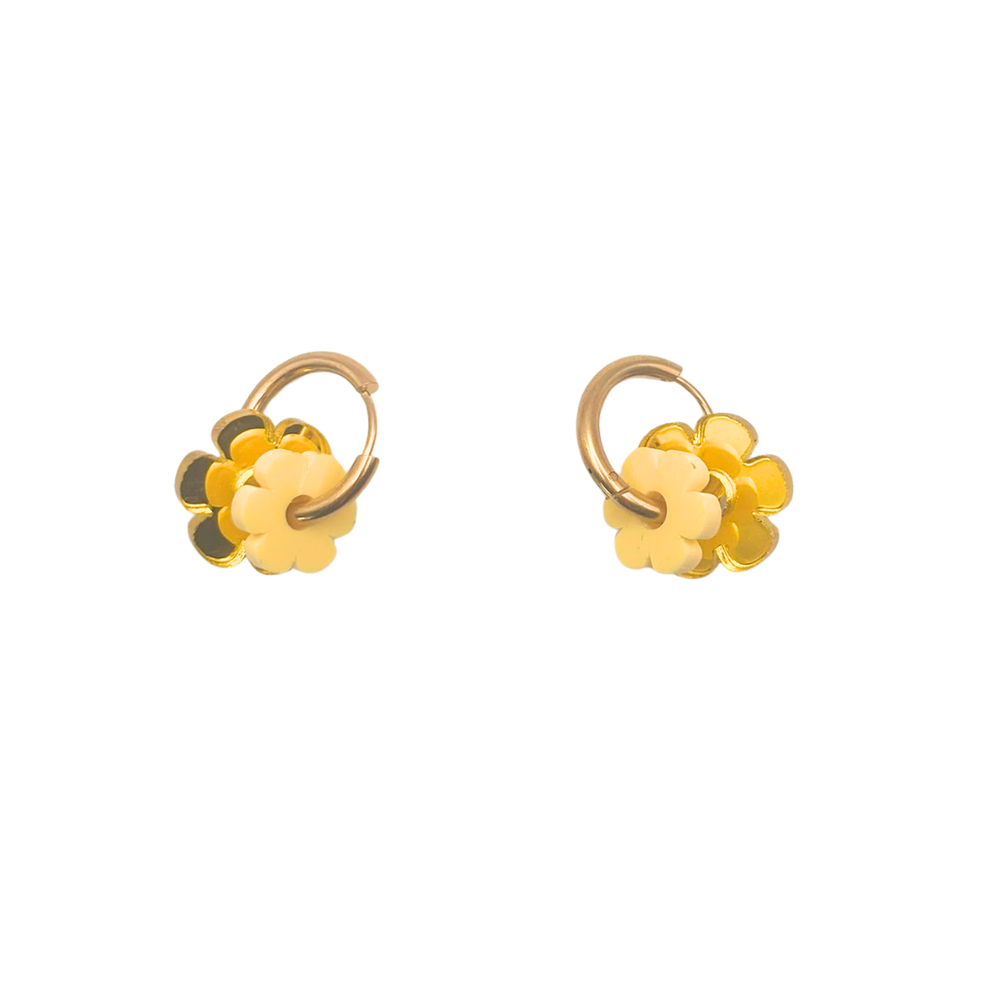 Flor con aro mini doble amarillo