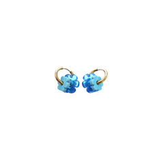 Flor con aro mini doble azul