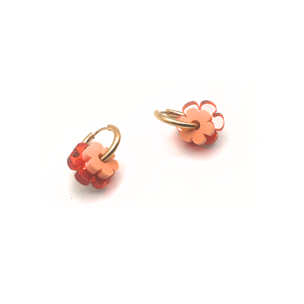 Flor con aro mini doble naranja