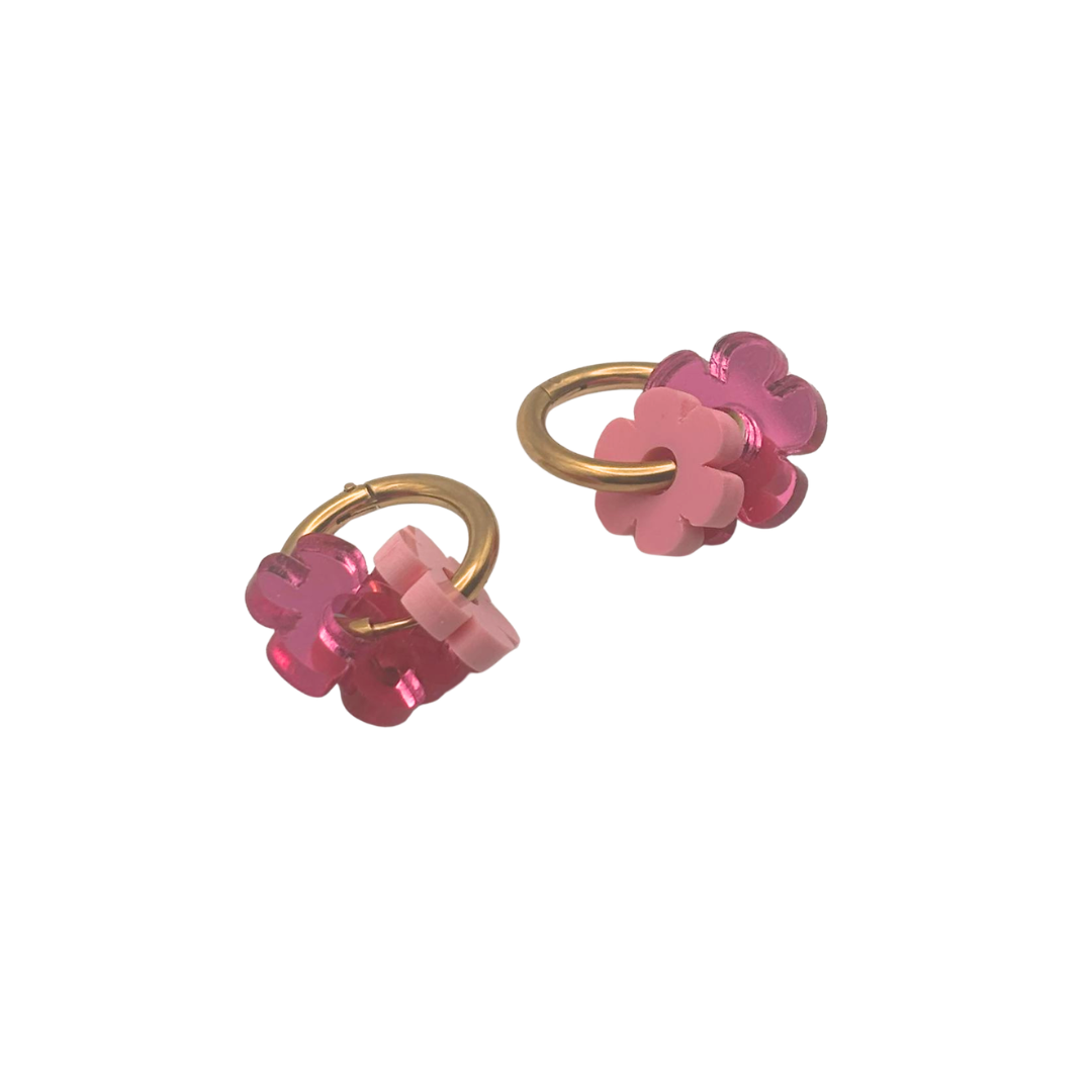 Flor con aro mini doble rosa