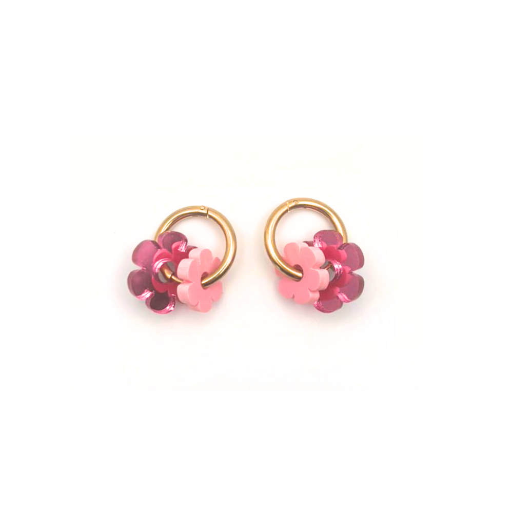 Flor con aro mini doble rosa
