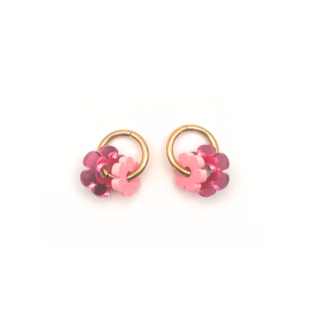 Flor con aro mini doble rosa