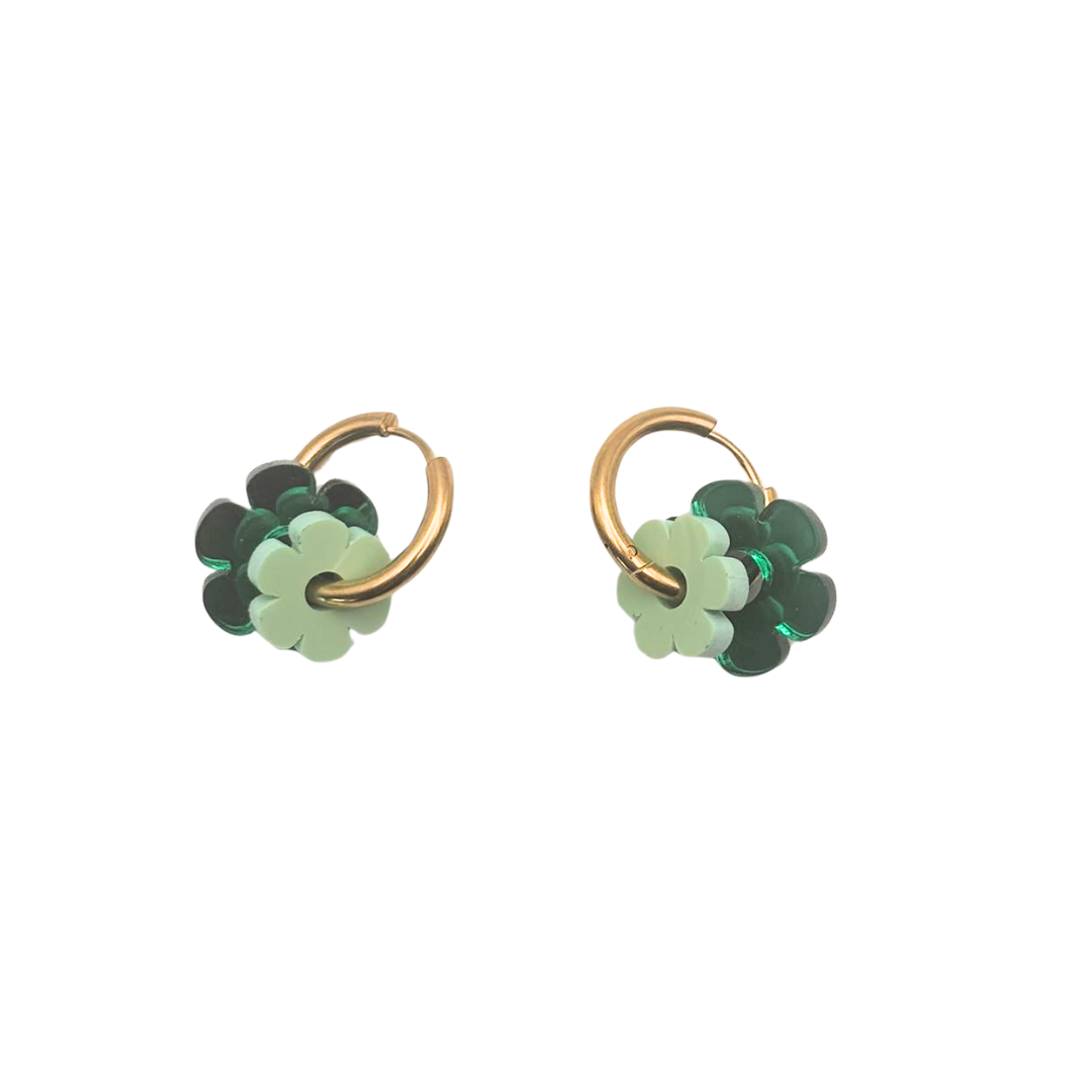 Flor con aro mini doble verde
