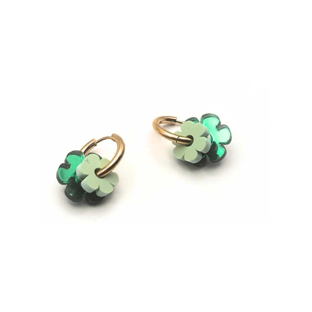 Flor con aro mini doble verde