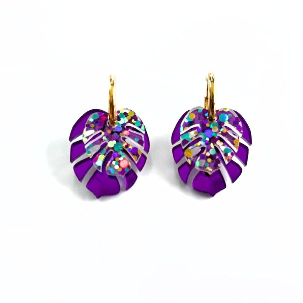 Monstera doble con aro morada 1