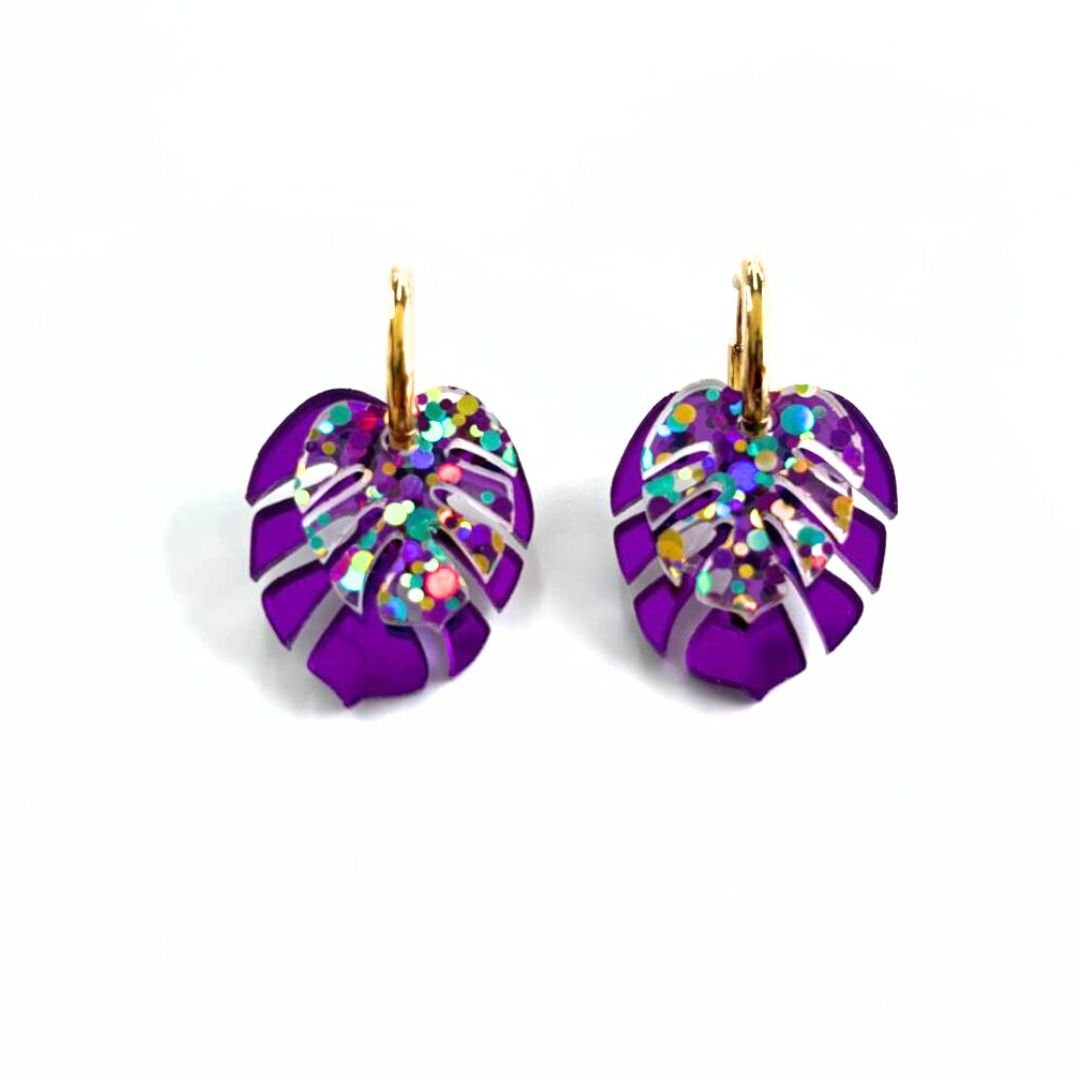 Monstera doble con aro morada 1